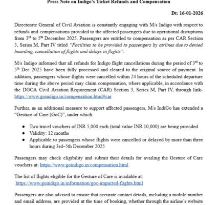 DGCA has confirmed that the refund process for all cancelled IndiGo flights has been completed