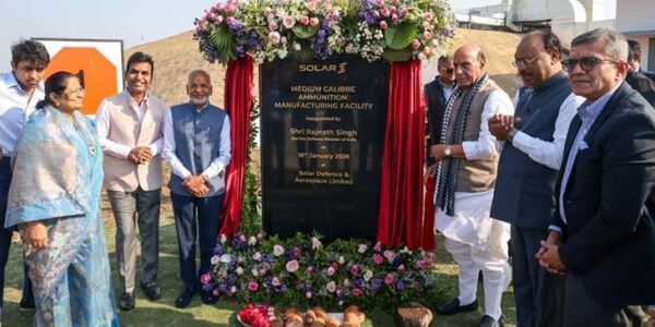 Defence Minister Rajnath Singh inaugurated a medium-capacity ammunition manufacturing plant at Solar Defence and Aerospace Limited in Nagpur.