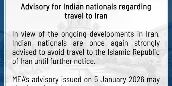 India has strongly advised its citizens to avoid traveling to Iran due to security concerns.