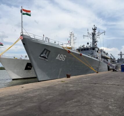 Indian Navy first training squadron has arrived at Belawan port in Indonesia