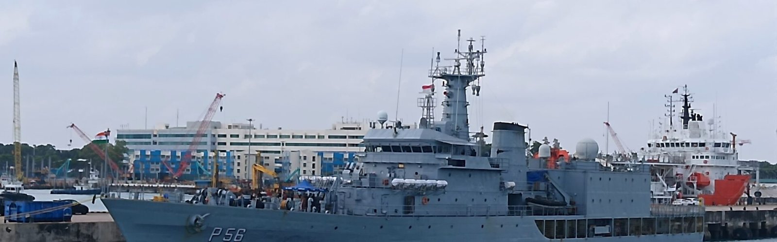 Indian Navy first training squadron has arrived at Changi Naval Base in Singapore