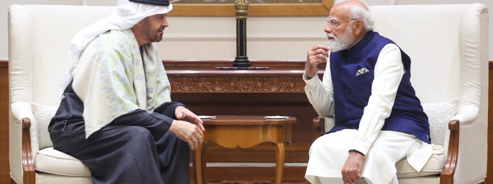 PM Modi and UAE President Sheikh Mohammed bin Zayed Al Nahyan held delegation level talks in New Delhi yesterday