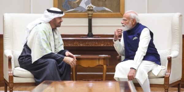 PM Modi and UAE President Sheikh Mohammed bin Zayed Al Nahyan held delegation level talks in New Delhi yesterday