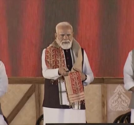 PM Modi performed the groundbreaking ceremony for the Kaziranga Elevated Corridor project, worth over Rs 6,950 crore, in Kaliabor, Assam.