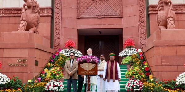 PM Narendra Modi addressed the media today in the Parliament complex before the start of the budget session for 2026.