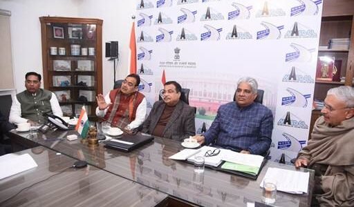 Union Minister Nitin Gadkari held a meeting to discuss the problem of waterlogging and black spots on national highway sections in Rajasthan and Haryana.