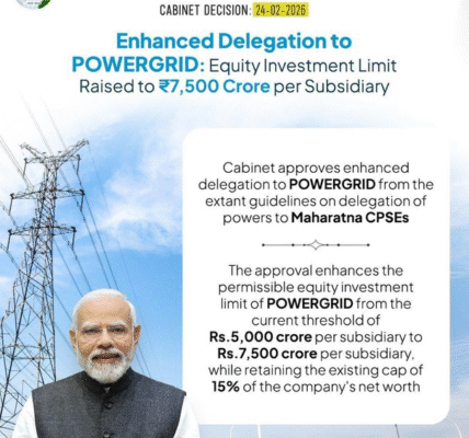 Cabinet approves delegation of more powers to POWERGRID than the existing guidelines on delegation of powers to Maharatna CPSEs