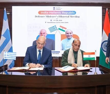 Defence Minister Rajnath Singh held a bilateral meeting with the Hellenic Defence Minister Nikolaos-Georgios Dendias in New Delhi.