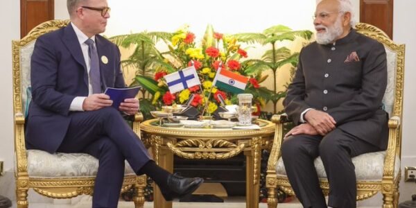Finnish PM Petteri Orpo met Prime Minister Narendra Modi in Delhi today.