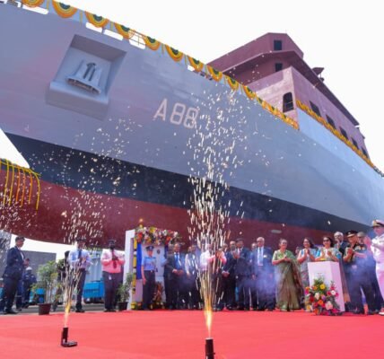 First Cadet Training Ship - Krishna launched at L&T Company, Kattupalli, Chennai