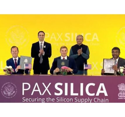 India and the United States sign the Pax Silica Declaration at the India AI Impact Summit in New Delhi