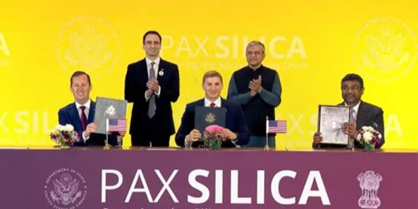 India and the United States sign the Pax Silica Declaration at the India AI Impact Summit in New Delhi