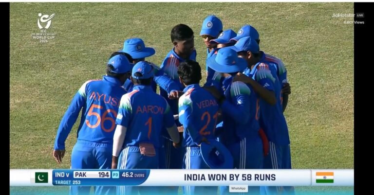 भारत ने पाकिस्तान को 58 रन से हराकर अंडर-19 विश्व कप के सेमीफाइनल में प्रवेश किया