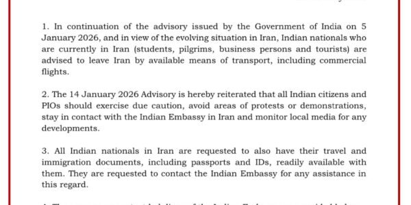 Indian Embassy in Tehran urged its citizens to leave Iran