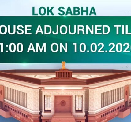 Lok Sabha proceedings were adjourned until tomorrow after protests by opposition members