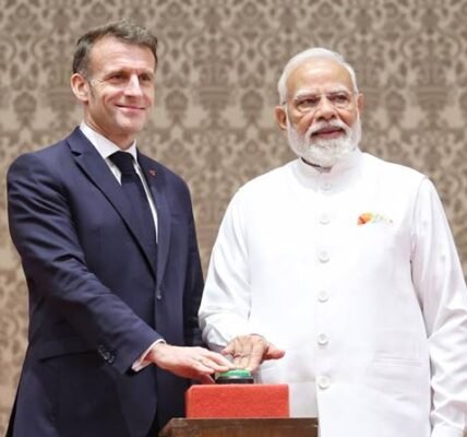 PM Modi and French President Macron inaugurate the final assembly line of Tata Advanced Systems Airbus H-125 light utility helicopter