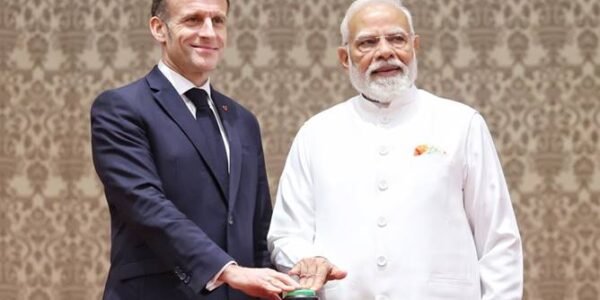 PM Modi and French President Macron inaugurate the final assembly line of Tata Advanced Systems Airbus H-125 light utility helicopter