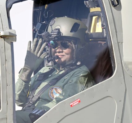 President Draupadi Murmu today flew a sortie in the indigenous Light Combat Helicopter Prachand at the Jaisalmer Air Force Station in Rajasthan.