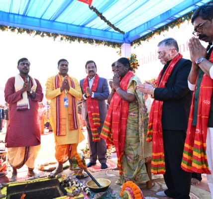 President Draupadi Murmu today participated in the ground breaking ceremony of the Shree Jagannath Temple in Jamshedpur, Jharkhand.