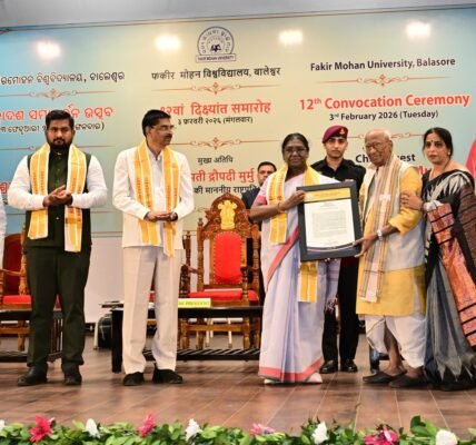 President Droupadi Murmu today attended the convocation ceremony of Fakir Mohan University in Balasore, Odisha.