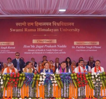 Union Minister JP Nadda addressed the 8th convocation of Swami Rama Himalayan University, Dehradun.