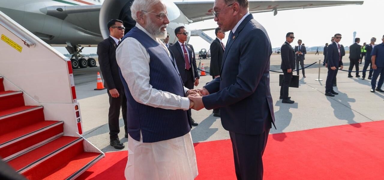 Upon PM Modi arrival in Kuala Lumpur, he was welcomed by the Prime Minister of Malaysia.