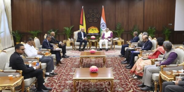 Vice President of Guyana Dr. Bharrat Jagdeo met Vice President C.P. Radhakrishnan in New Delhi today