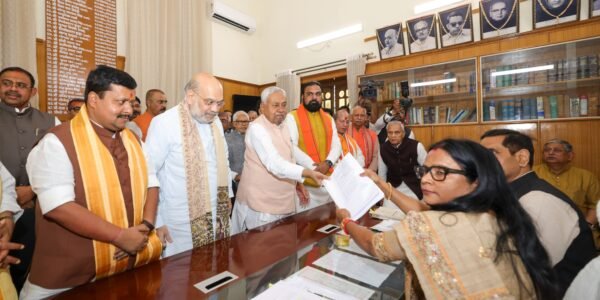 Bihar CM and Janata Dal United President Nitish Kumar filed his nomination papers for the Rajya Sabha elections.
