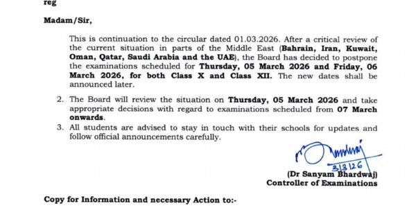 CBSE postpones Class 10 and 12 exams scheduled for March 5 and 6 in West Asia region
