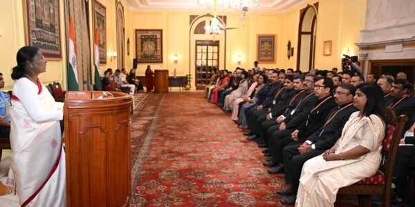 Indian Administrative Service officers recruited from State Civil Services and attending the 128th Induction Training Programme at LBSNAA call on the President