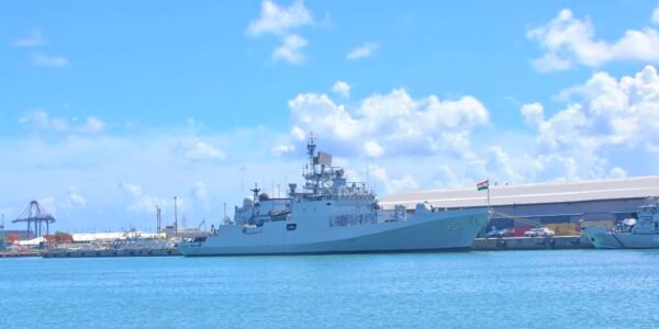 Indian Navy stealth frigate Trikand arrives at Port Louis, the capital and major port of Mauritius