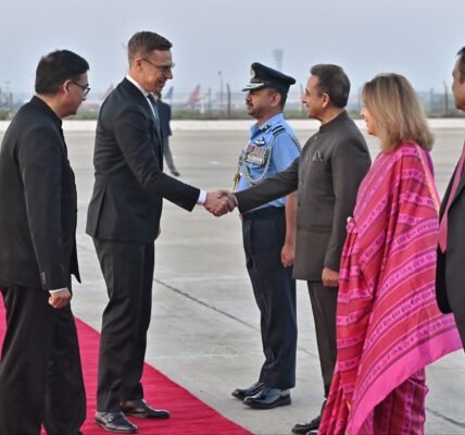 President of Finland Alexander Stubb arrived in New Delhi this morning on a State Visit to India.