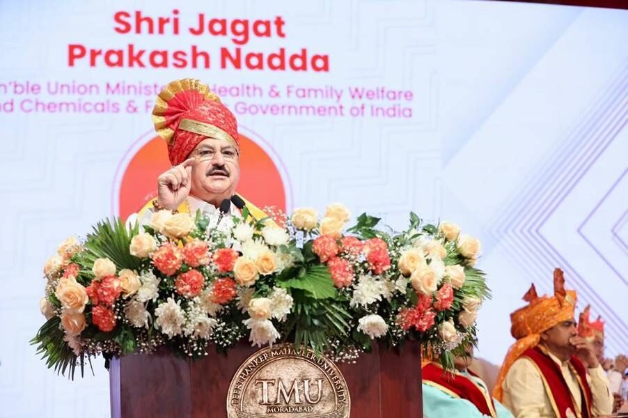 Union Health Minister JP Nadda addressed the convocation ceremony of Teerthanker Mahaveer University.