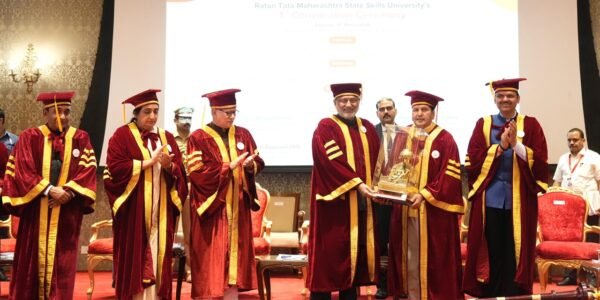 Vice President C.P. Radhakrishnan addressed the first convocation ceremony of the Ratan Tata Maharashtra State Skill University.