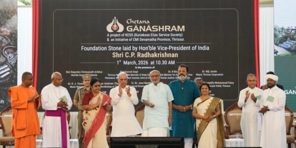 Vice President C.P. Radhakrishnan today laid the foundation stone of Chetana Ganashram in Thrissur, Kerala.