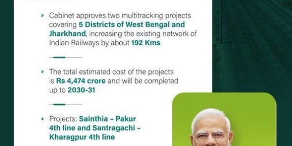 multitracking projects covering 5 districts of West Bengal and Jharkhand