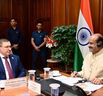 A Russian parliamentary delegation met with Lok Sabha Speaker Om Birla at the Parliament House today.