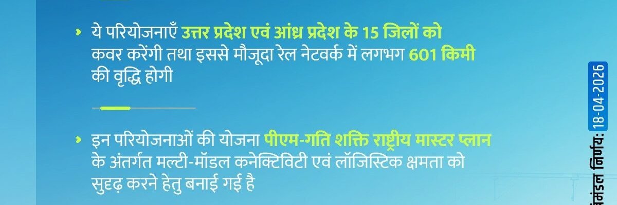 Cabinet approved two multi-tracking projects covering 15 districts across the states of Uttar Pradesh and Andhra Pradesh