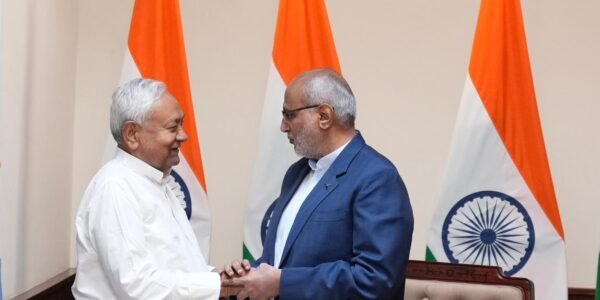 Chairman of the Rajya Sabha administered the oath to Nitish Kumar, the newly elected Rajya Sabha MP from Bihar