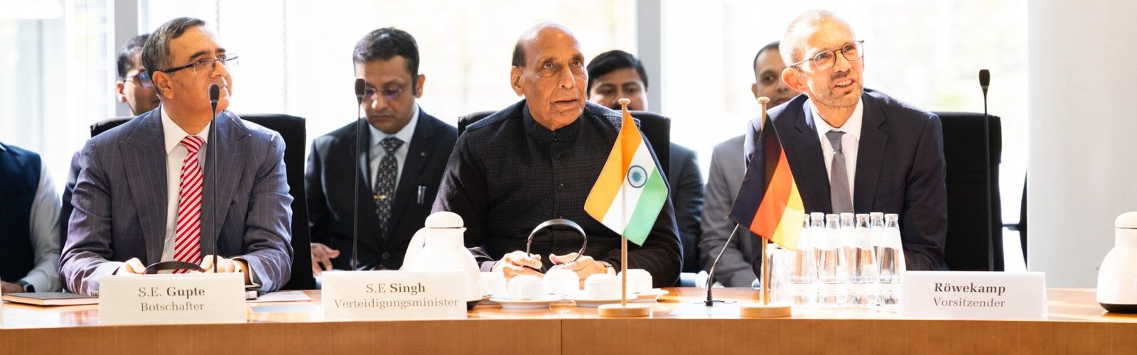 Defence Minister Rajnath Singh called for enhanced cooperation between the defence industries of India and Germany.