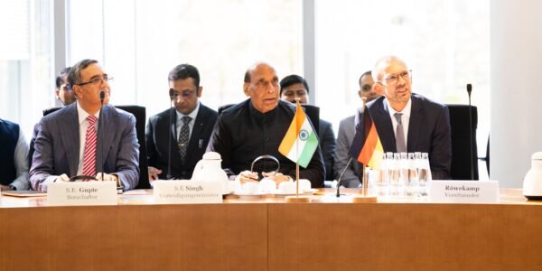 Defence Minister Rajnath Singh called for enhanced cooperation between the defence industries of India and Germany.