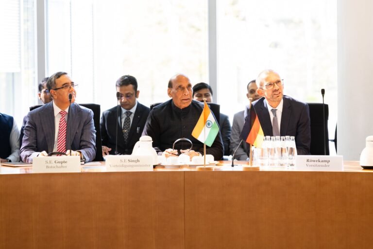 Defence Minister Rajnath Singh called for enhanced cooperation between the defence industries of India and Germany.