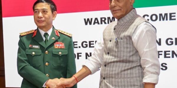 Defence Minister Rajnath Singh congratulated General Phan Van Giang on his appointment as the Deputy Prime Minister and Minister of National Defence of Vietnam.