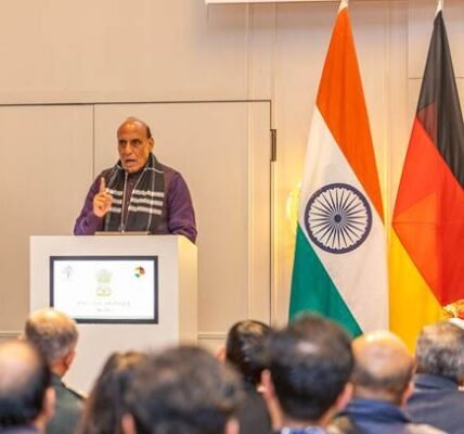 Defence Minister Rajnath Singh interacted with the Indian community in Berlin on the first day of his three-day visit to Germany.