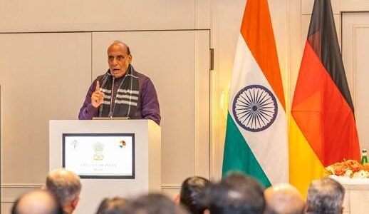 Defence Minister Rajnath Singh interacted with the Indian community in Berlin on the first day of his three-day visit to Germany.