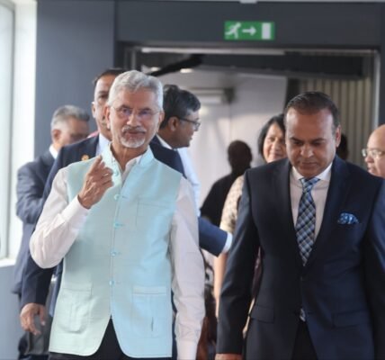 EAM Dr. Jaishankar arrived in Port Louis, Mauritius, to participate in the 9th Indian Ocean Conference.