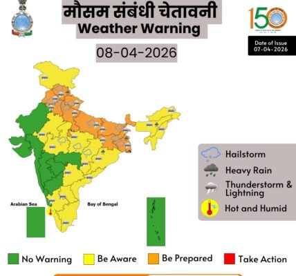 IMD forecast heavy rainfall at some places in Assam and Meghalaya, West Bengal, Himachal Pradesh, and Odisha.