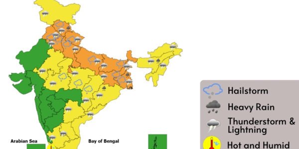 IMD forecast heavy rainfall at some places in Assam and Meghalaya, West Bengal, Himachal Pradesh, and Odisha.