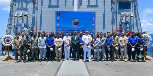 INS Sunayna, an Indian naval ship deployed in the Indian Ocean under the Sagar Setu mission initiative