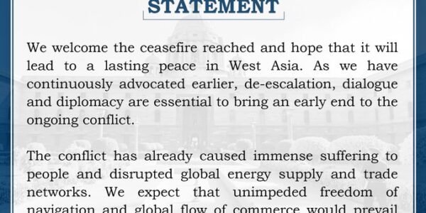 India welcomed the ceasefire between the US and Iran.